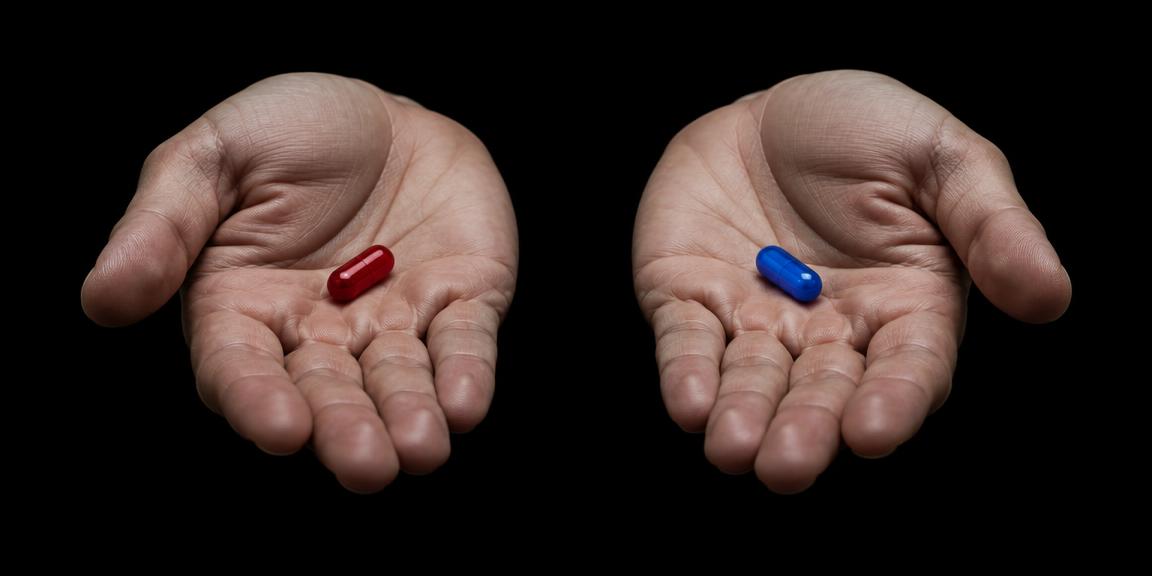 Pastilla roja o azul